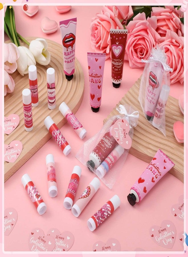 Dimsile 48 Pcs Galentine's Day Gifts Hand Cream and Lip Balm Bulk Set with Organza Bag Heart Happy Galentine's Day Card for Women Galentine Gift for Women Friends - Image 5